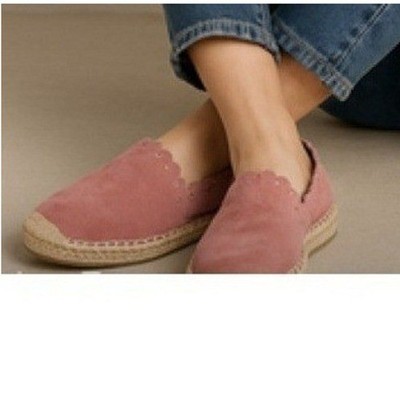 Womens Pink Suede Moccasins Size 7 Slip On Flats Espadrille Casual