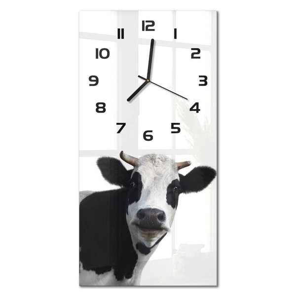 Wanduhr LäNglich Glasuhr Aus GehäRtetem Glas Kuh Schwarze Zeiger 30X60 Cm-image