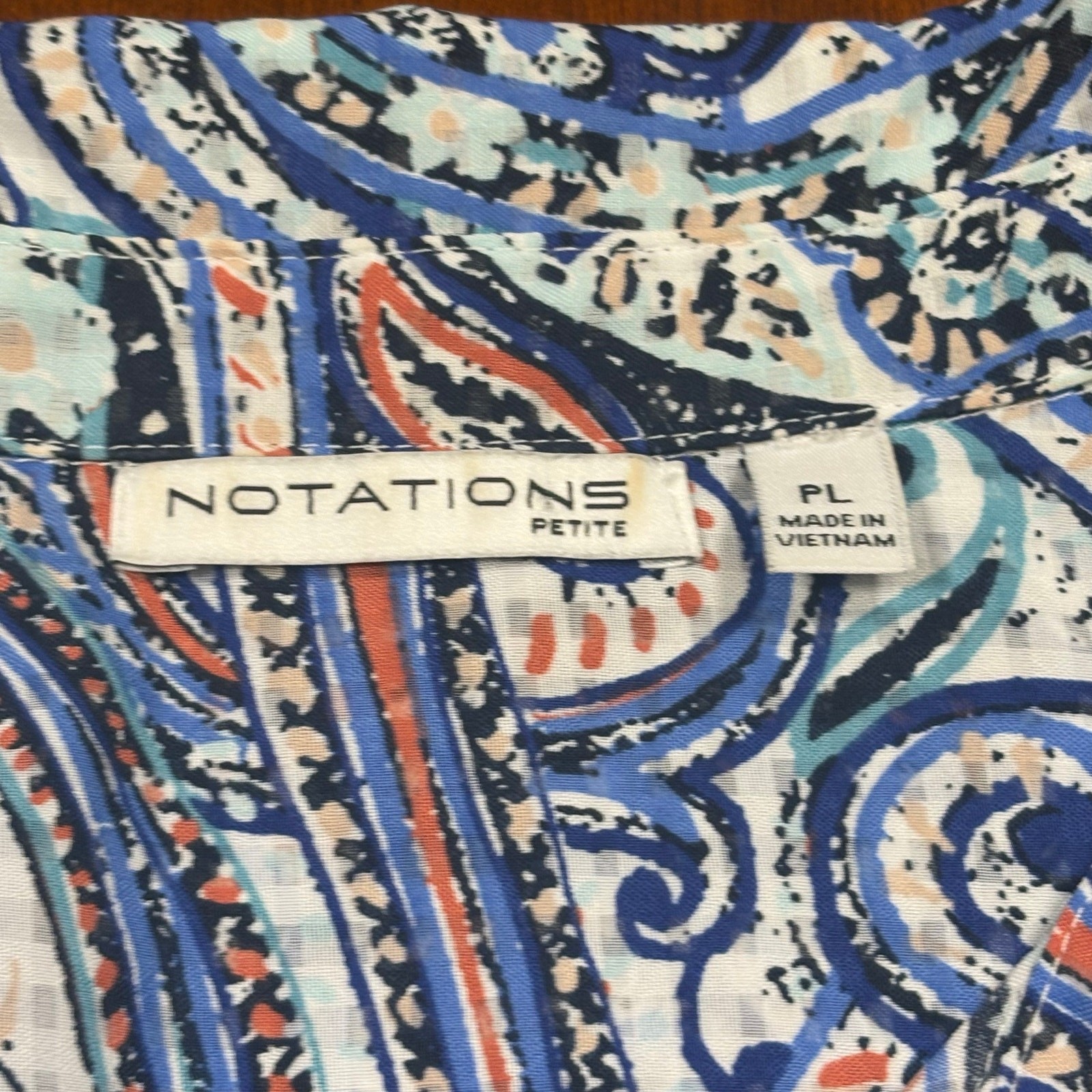 Notations Button Down Shirt Size Petite Large - image 2