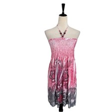 Vtg Ingear Y2K Halter Dress Smocked Whimsigoth Fairy Cyber Vamp Pink Small