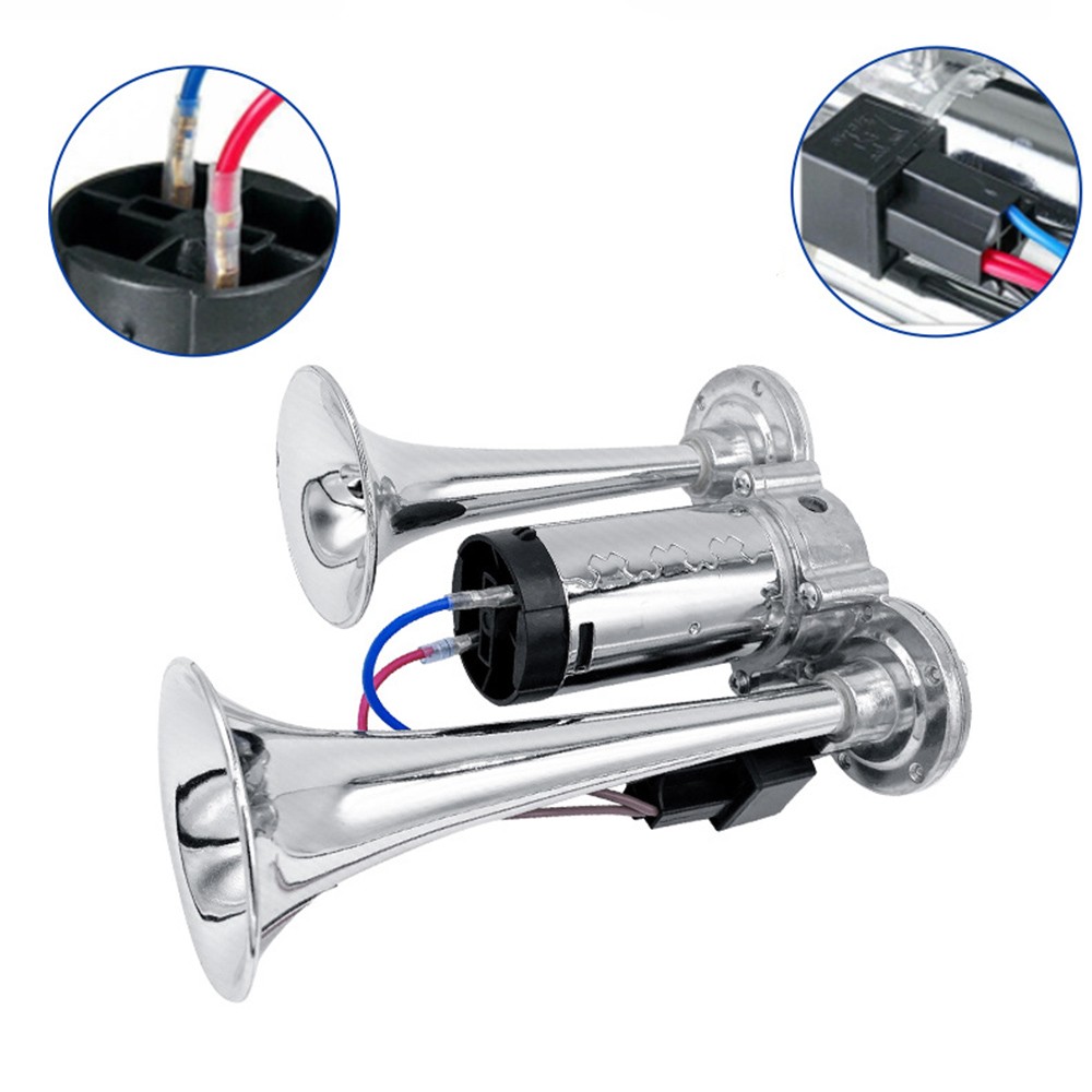 Dual Trumpet Electric Horn Kit for Truck Car Super Loud 1000DB 12V Trains Horns