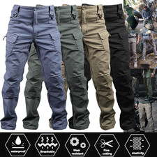 Tactical Mens Pants Work Cargo Combat Hiking Outdoor Waterproof Trousers Pants
