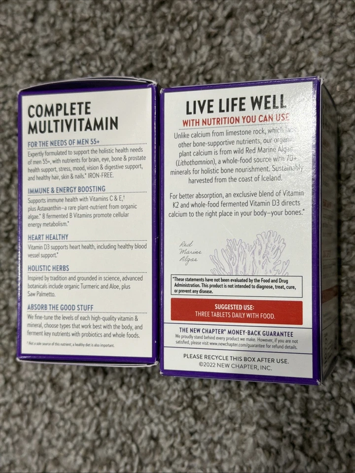 Nuevas tabletas delgadas Chapter Bone Strength Take Care - 120 unidades y cada hombre 55+ 48 Foto 3 de 4