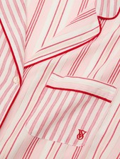 Victoria's Secret Flannel Long Pajama Set Pink Red Striped Size M Regular New
