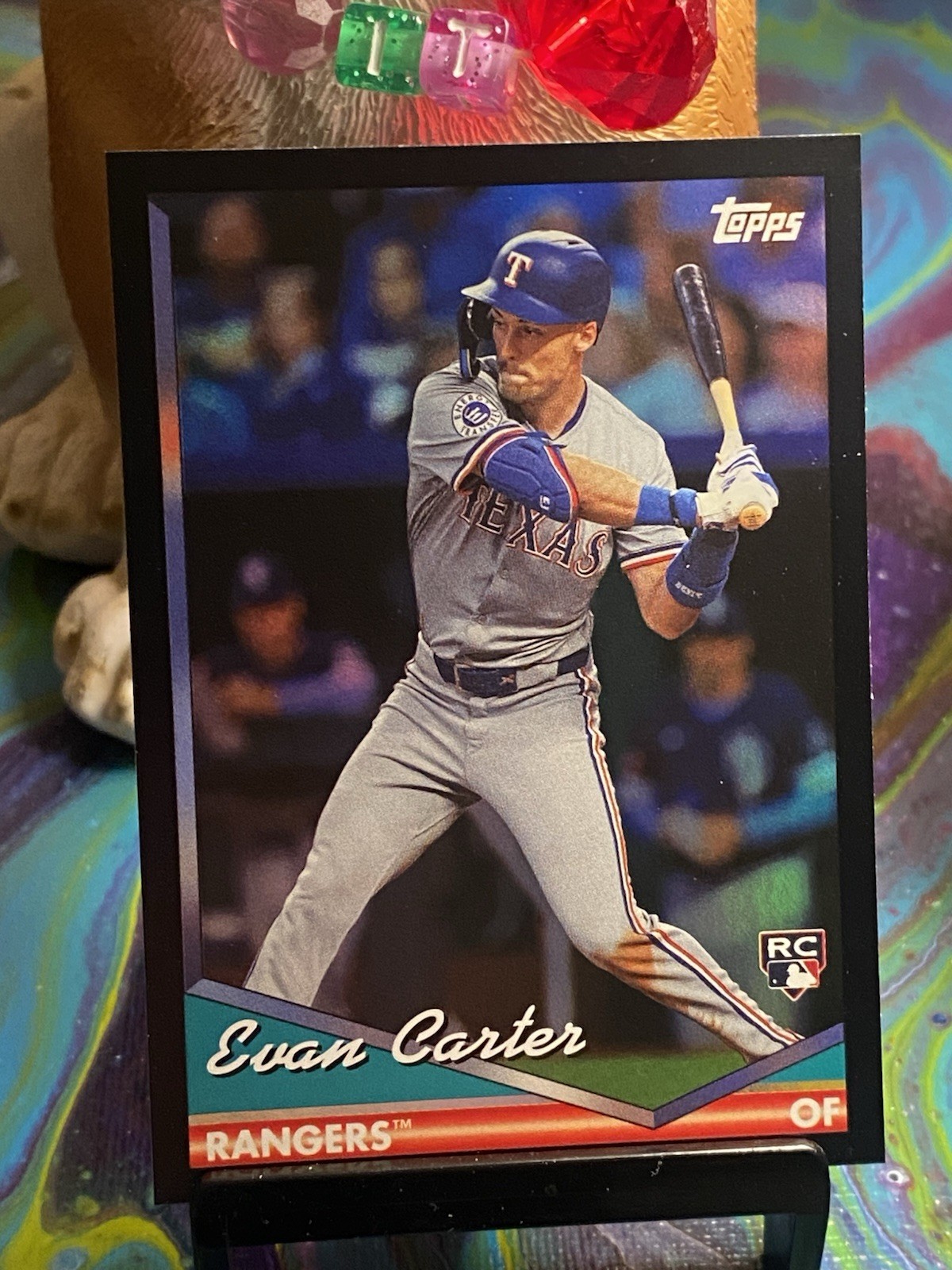 2024 Topps Archives #223 Evan Carter Black Foil Parallel Texas Rangers RC