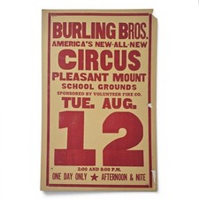 Vintage 1950s Burling Bros Circus Poster 14" X 22" Pleasant Mount School Grounds