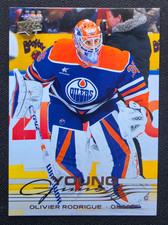 2025-26 Upper Deck Series 1 Olivier Rodrigue Young Guns Rookie Card #203 Oilers. rookie card picture