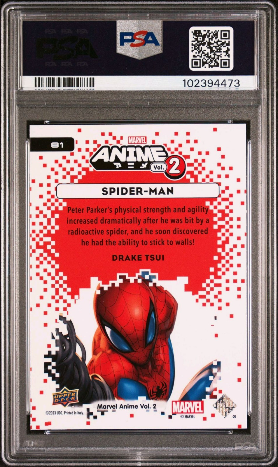 2023 Marvel Anime Vol. 2 #81 Spider-man Thatched Foil PSA 10 Gem Mint view 2