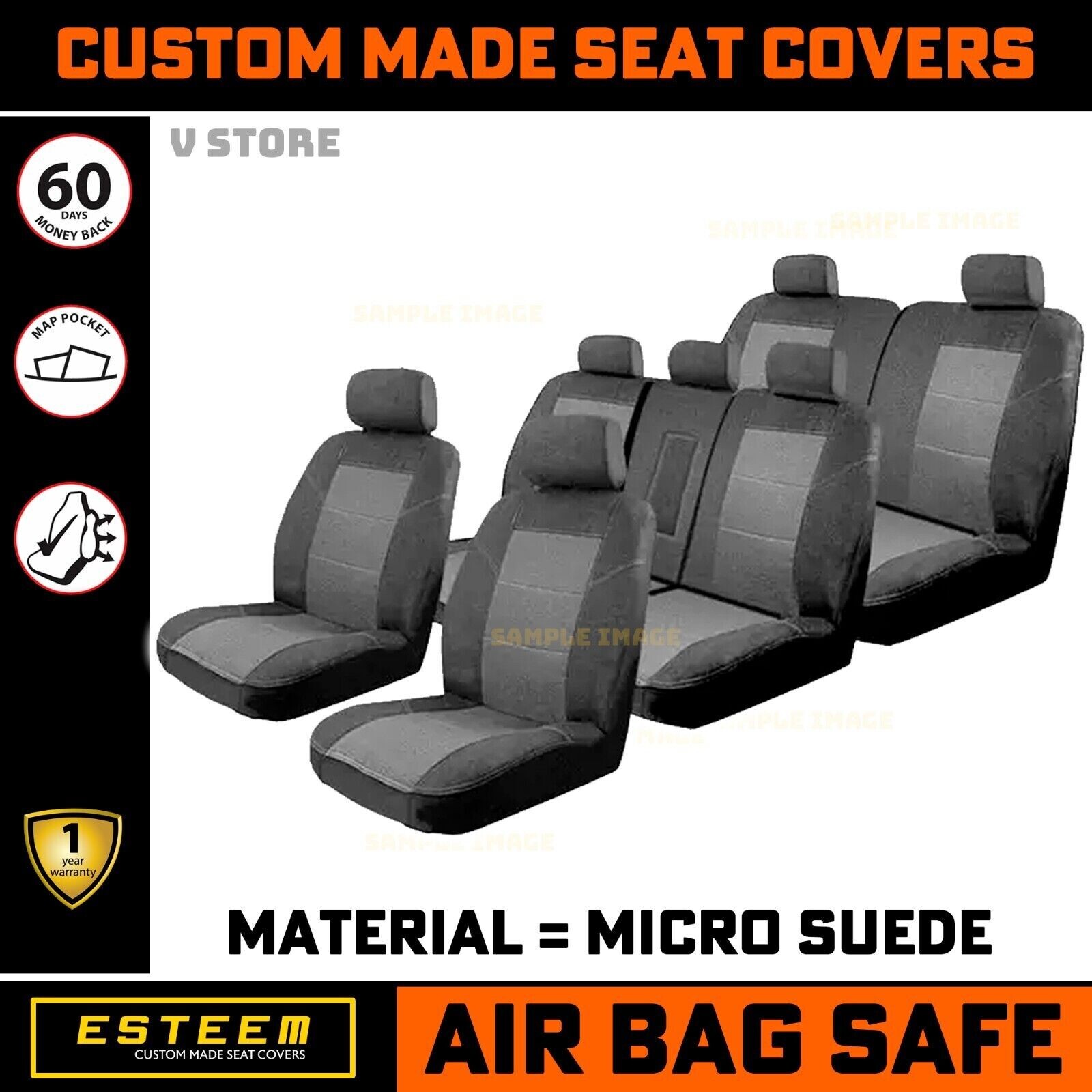 FULL Set Custom Seat Covers 3Row For LANDCRUISER 200 SERIES GXL 11/2007