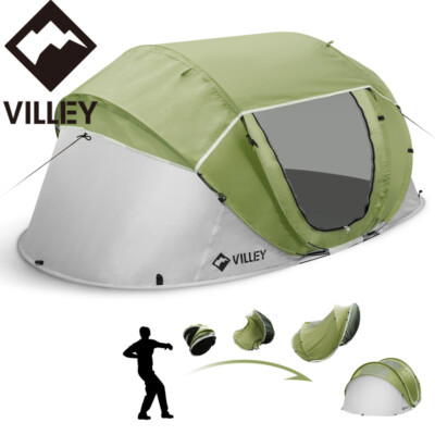 VILLEY Pop Up Tent 4 Persons Waterproof Automatic Lightweight Camping Beach Tent