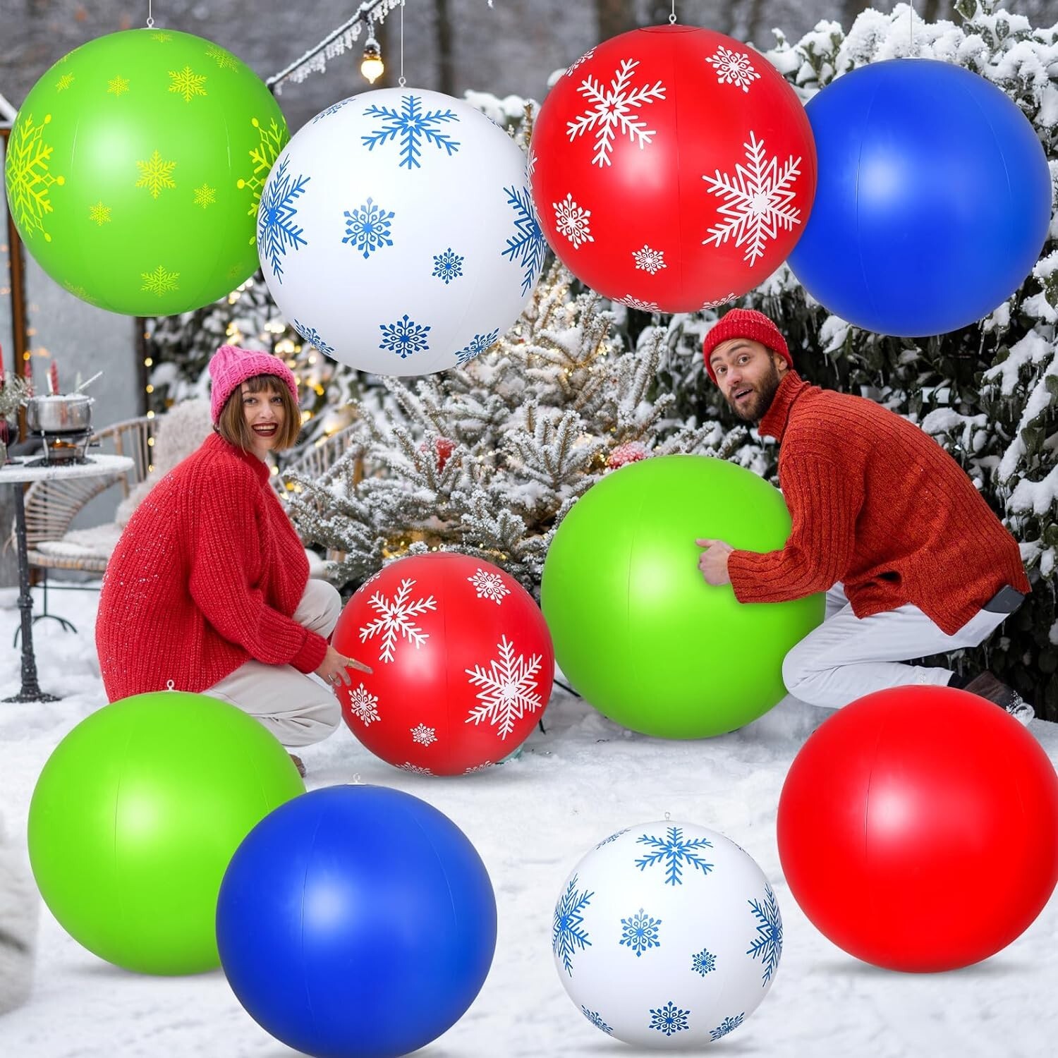 12 Pcs Giant Inflatable Christmas Ball PVC Inflatable Christmas Balls