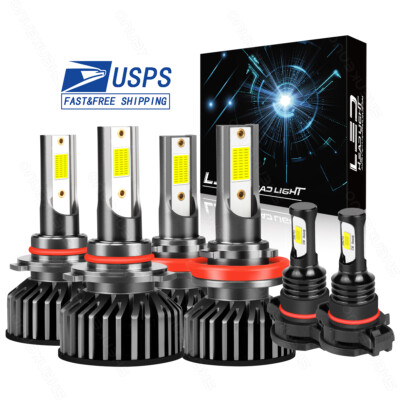 2-Sides LED Headlights Hi Lo Fog Light Bulbs For 2007-2013 GMC Sierra 1500 2500