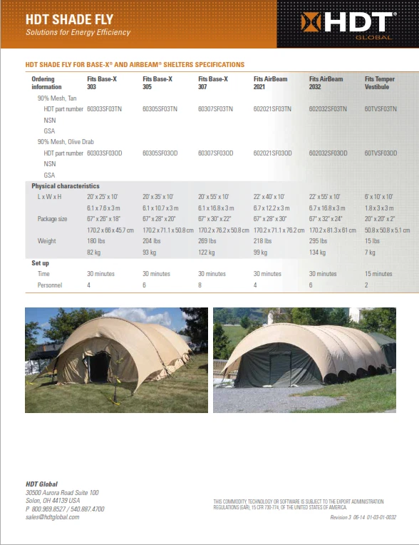 US MILITARY BASE-X Tent Shelter SHADE FLY - 22'x55'x10' - Image 2 of 2