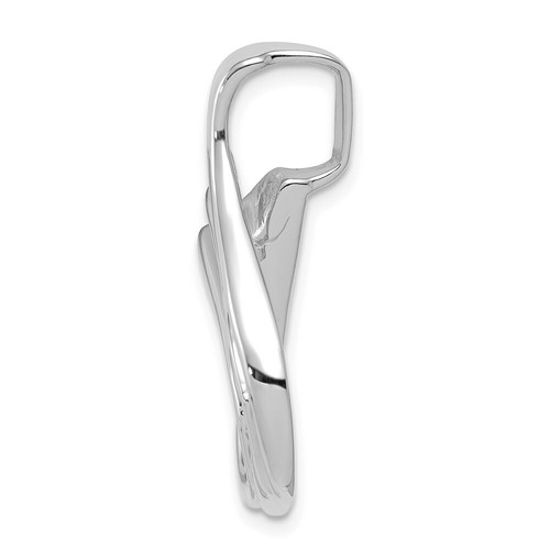 14K White Gold Polished & Solid Reversible Omega Slide Fits up to 6mm Necklace - Picture 2 of 2