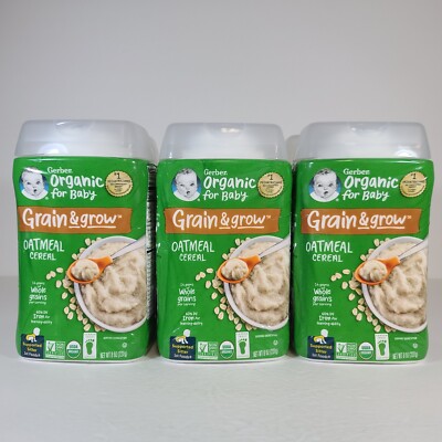 6x Gerber Organic for Baby Grain Grow Oatmeal Cereal