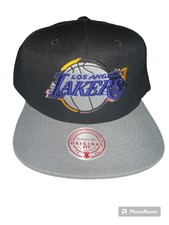 Los Angeles Lakers Mitchell & Ness NBA B6 Snapback Hat Cap Noir Black Lebron NEW