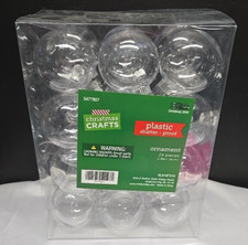 24 Pc 2.36" Round Clear Plastic Shater-Proof Christmas/Craft Ball Ornaments DIY