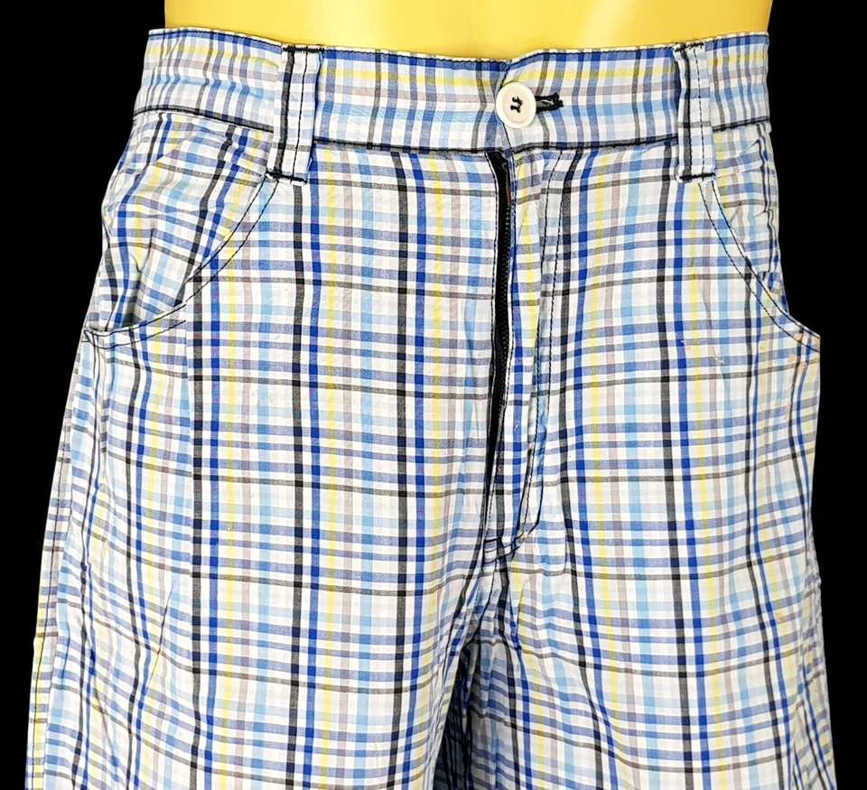 SOUTHPOLE Mens Blue Check EVENING SHORTS Summer Flat - Waist 32" - RRP £62 - Imagem 4 de 4