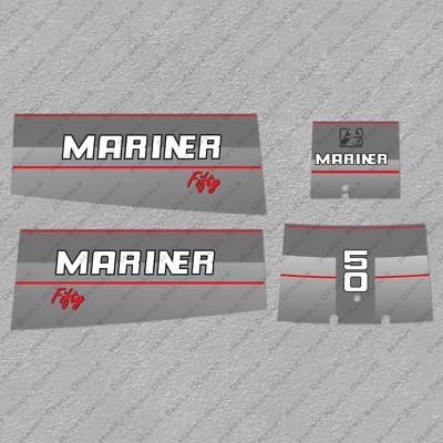 Mariner 50hp Fifty Two Stroke outboard engine decals sticker set reproduction