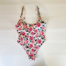 NWOT Victoria's Secret Swimsuit L One Piece Roses Shine Straps Logo Bling B1585