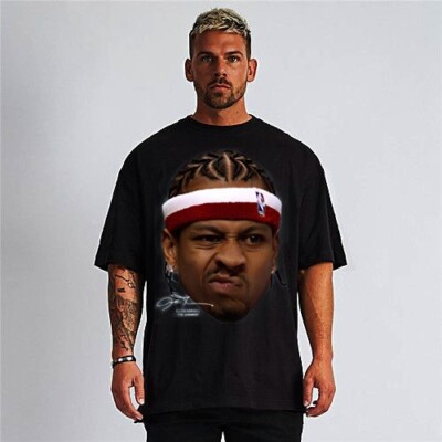 ALLEN IVERSON THE ANSWER BASKETBALL BIG FACE BLACK T SHIRTS MEN'S SIZES