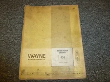 Wayne Manufacturing Model 450 Motor Pick Up Sweeper Parts Catalog Manual Book