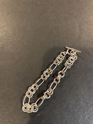Vintage Sterling Silber Oval Schleife Kreis Gliederarmband