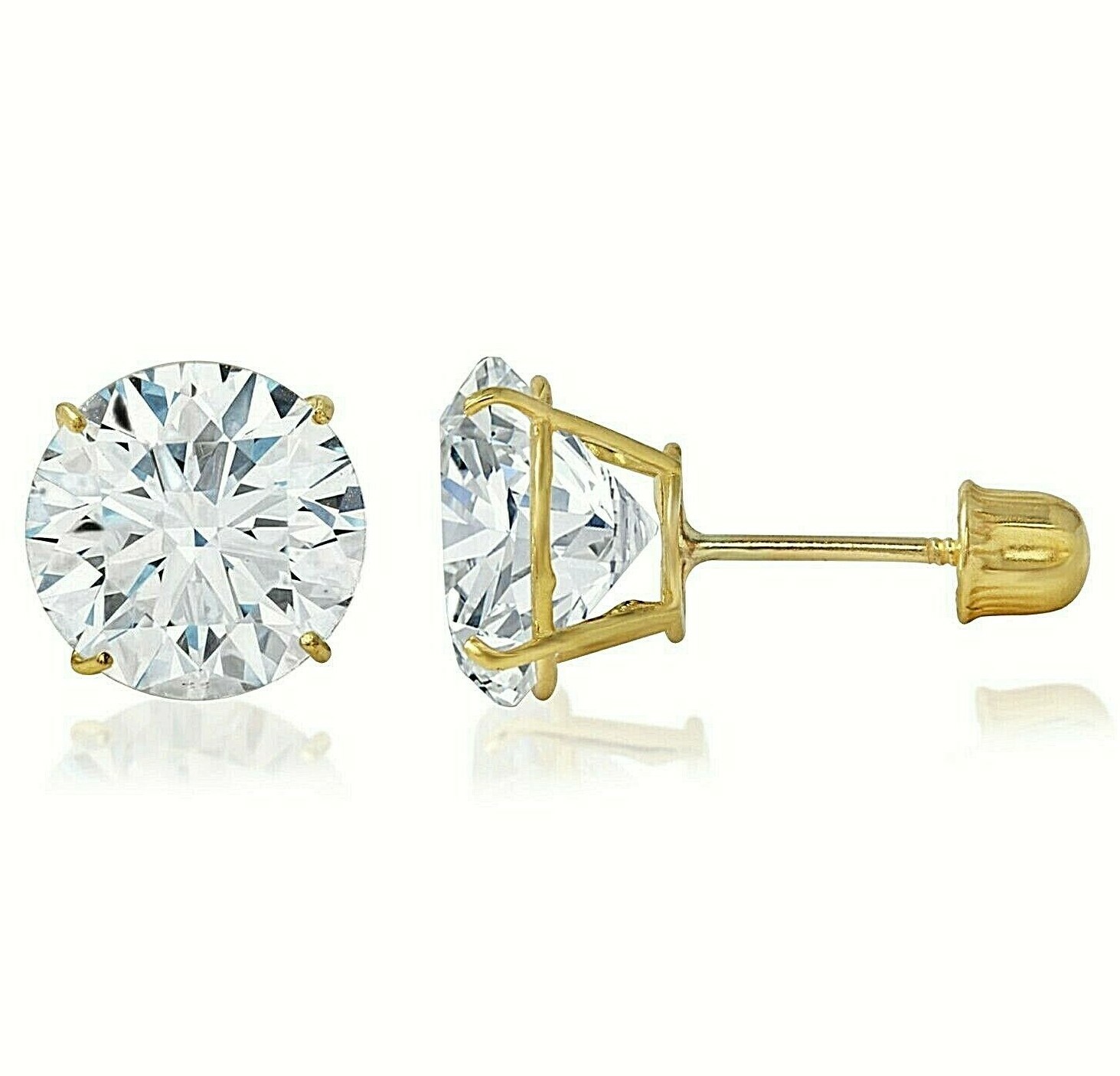 2 ct. White Sapphire Round Stud Earrings in 14k Yellow Gold w/Screw Backs