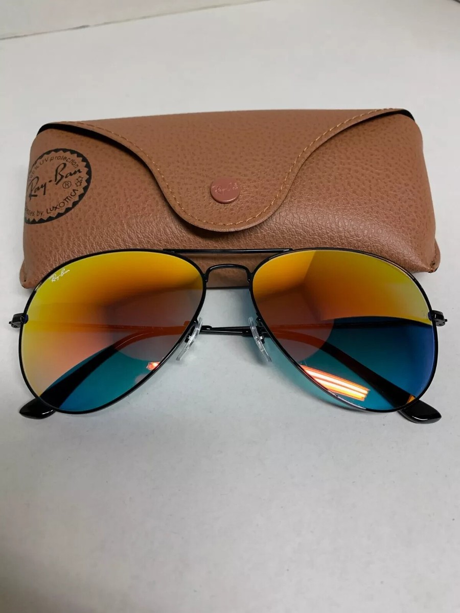 Ray-Ban Aviator Sunglasses RB3025 55mm Black Frame Orange Gradient