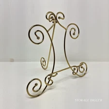 Gold Metal Decorative Easel Picture Frame Plate Book Holder Display 10.25" Tall