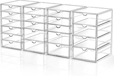 Makeup Drawer Storage Organizer with 20 Drawers, 4 Set Acrylic Office Desk Organ