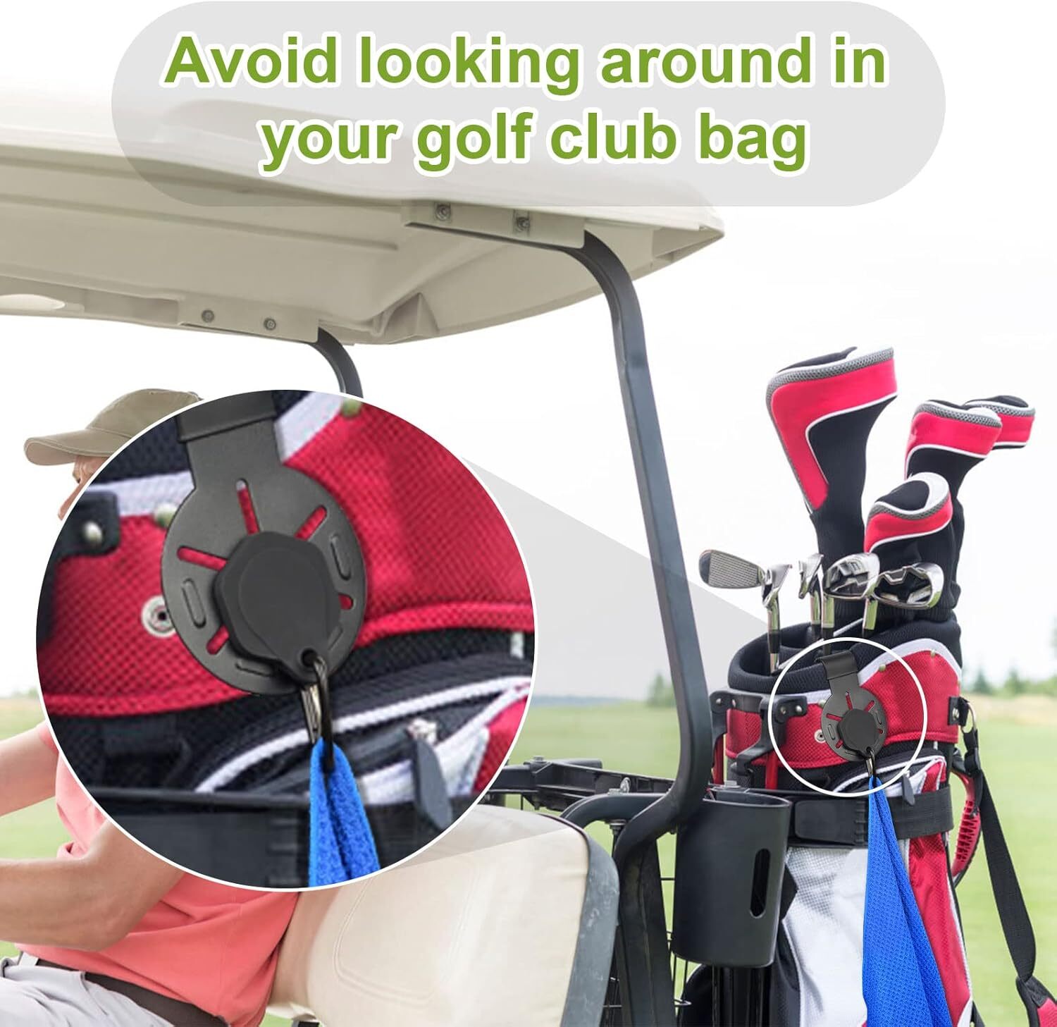 iGuerburn Metal Landing Pads for Golf Bags, Magnetic Bag Black 