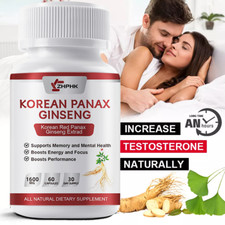 Korean Red Panax Ginseng Capsule 1600mg - Extra Strength Ginseng Extract NON GMO