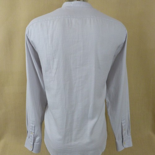 Levi Strauss Dockers Mens Grandad Collar Shirt Size L Band Collar Grey Cotton VG - Picture 11 of 13