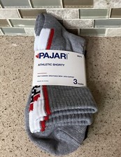Pajar Canada Crew 1/2 Cushion Socks Athletic Shorty 3pk Mens Sz 7-12 GBW New