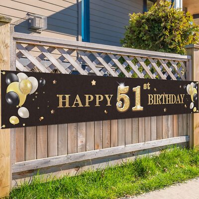 PAKBOOM Happy 51st Birthday Backdrop Banner Cheers to 51 Years Old Decoration...