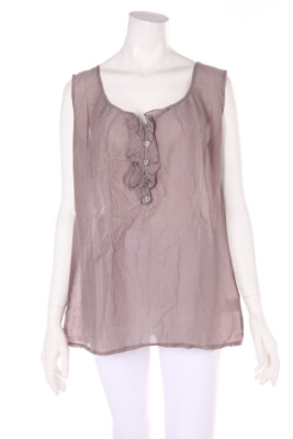 LA FÉE MARABOUTÉE Blouse Top Silk Frills Volants 2 = D 38 taupe brown