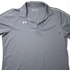 Under Armour Heatgear Polo Golf Shirt Men 2XL Gray Short Sleeve Loose Fit