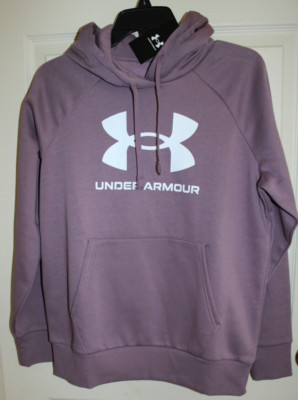 NWT Under Armour Rival Fleece Big Logo Women's Small Misty Purple Hoodie