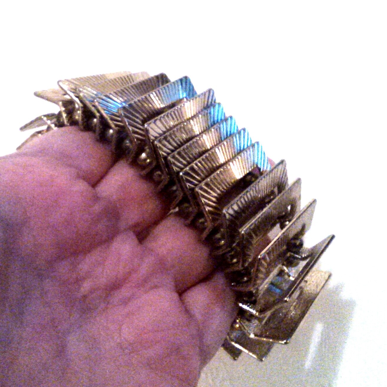 Gold Tone Bold Link Stretch Statement Bangle Brac… - image 5