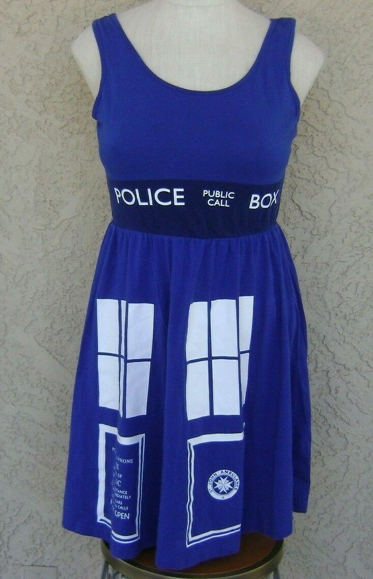 tardis blue bridesmaid dress DOCTOR DR WHO BLUE TARDIS DRESS by Her Universe SLEEVELESS DRESS Size SMALL
