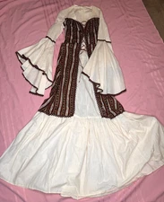 Vintage Brown & Cream 70s Prairie Dress Gunne Sax Style Octoberfest Cottage Bell