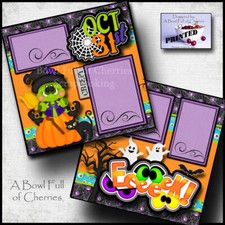 HALLOWEEN OCT 31 TRICK OR TREAT 2 premade scrapbook pages printed CHERRY 0202