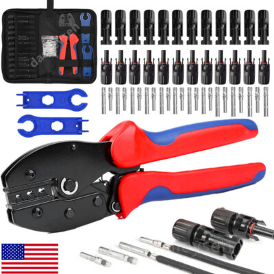 12/6Pairs Solar Panel Cable Wire Connectors Crimper PV Crimping Pliers Tool Set