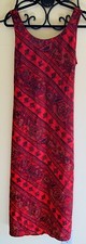 Boho Cottagecore Maxi Dress RED FLORAL PAISLEY SLEEVELESS WOMENS SIZE 8