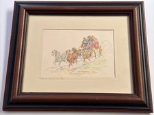 Marjorie Reed DRAWING STAGE COACH WESTERN WAGON PEOPLE SIGNED LISTED FAMOUS RARE