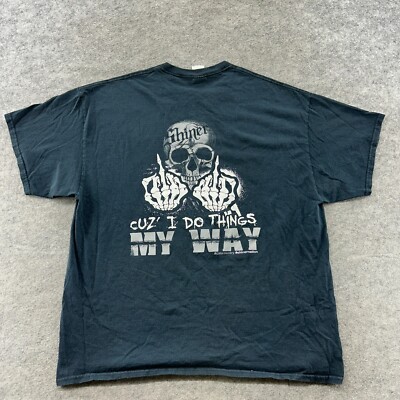 Shiner Shirt Mens 2XL Black I Do Things My Way Skull Graphic Print Short Sleeve