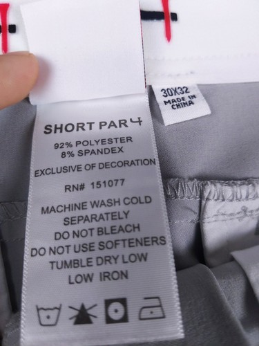 Short Par 4 Golf Pants Gray Mens Size 30x32 Stretch Flat Front - Picture 7 of 12