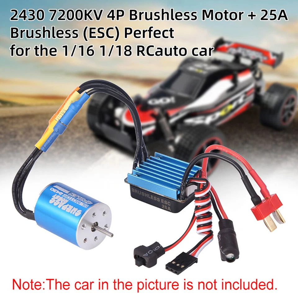 Surpass Hobby 2430 8200/7200K/5800KV Motor& 25A Brushless ESC for 1/18 1/16 HSP - Image 2 of 4