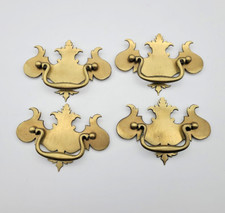 4 Vintage Brass Drop Bail Drawer Pulls Batwing Chippendale Handles